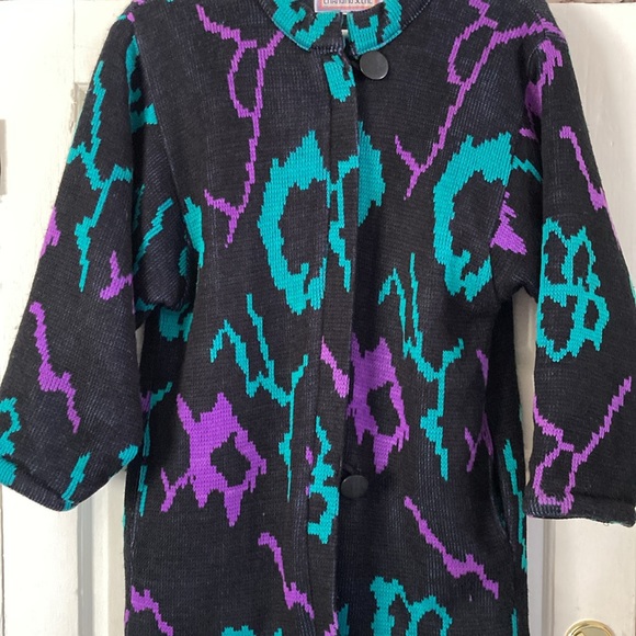 Changing Scene ~ 80s Vintage Knitted Heavy Sweater Coat ~ Size Small - Picture 2 of 14